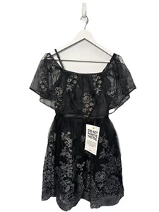 Chi Chi London Prom Dress UK Size 8 Petite Black Silver Occasion New fit flare - Picture 1 of 16