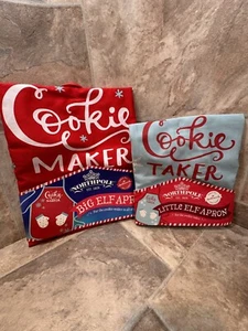 North Pole Big Elf And Little Elf Matching Christmas Aprons, Adult And Child New - Picture 1 of 3