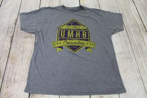 Mary Hardin Baylor UMHB Crusaders Cru Grey Vintage Style Logo T-Shirt Large Cover