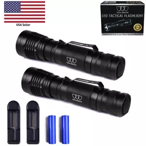 2Pack Tactical LED Flashlight Military Grade Torch Small Ultra Bright Light Lamp - Picture 1 of 6