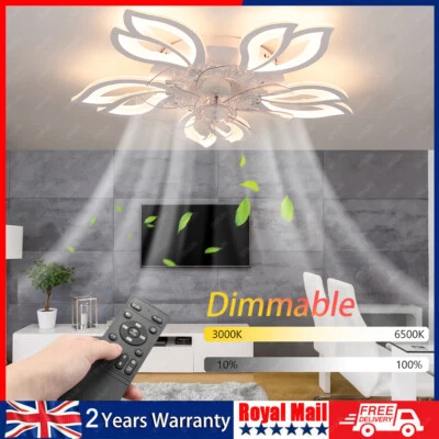 LED Ceiling Fan Light Dimmable Chandelier Living Room Lamp With Remote Control - Image 1 of 4