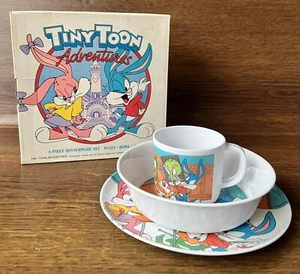 Juego de vajilla vintage Tiny Toon Adventures de 3 piezas plato tazón taza TT110 1992 - Imagen 1 de 11