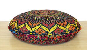 Round Floor Cushion Cover Indian Ombre Mandala Meditation Seating Pillow Covers