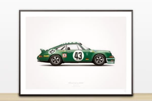 1973 Porsche 911 Carrera RSR (Le Mans 24 Hours) Illustration Poster Print - Picture 1 of 2