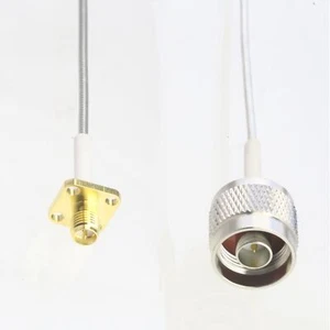 RF N plug to RP-SMA female 4-Flange RG405 .086" Flexible Semi-Rigid Jumper 4~40" - Picture 1 of 4