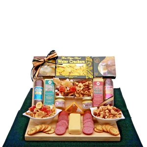 Savory Selections Cheese, Nuts & Salami Any Occasion Wooden Gift Board from GBDS - Picture 1 of 2