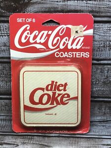 Vtg Diet Coke Coca Cola Coasters set of 6 in package 1980s NOS