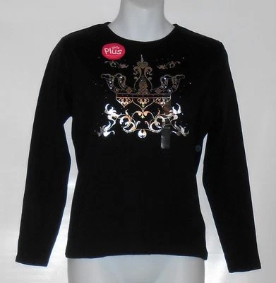 Camiseta Arizona Niñas Manga Larga Gráfico Corona y Tachuelas Negra 10 1/2-12 1/2 Nueva Con Etiquetas Foto 1 de 2