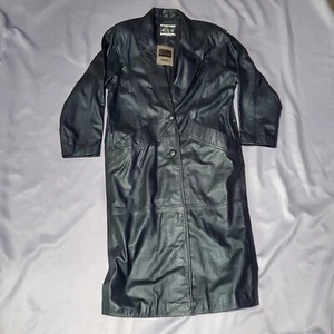 Genuine Leather Womens Overcoat Global Identity Black Size Small Luxury Winter - Picture 1 of 9