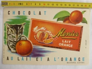 BUVARD CHOCOLAT MENIER - Au lait et à l'orange - Dessin HELBE - NEUF - Afbeelding 1 van 4