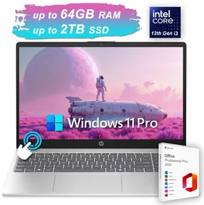 2025 HP Laptop Computer 15.6 Touch 6-Core Intel i3 Upto 64GB RAM 2TB SSD Office - Picture 1 of 15