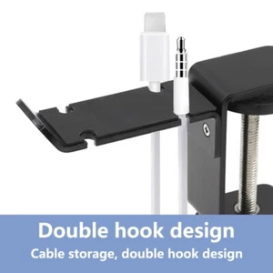 Adjustable Desk Mounted Headphone Bracket with Two Rotating Hook for All Desk - Afbeelding 1 van 8