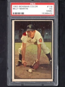 Bowman High # 118 1953 Billy Martin PSA 3 (MK) New York Yankees - Imagen 1 de 2
