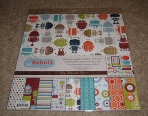 My Mind's Eye 12x12 Scrapbook & Accessories Kit ~ Lil Robots NIP - Picture 1 of 2