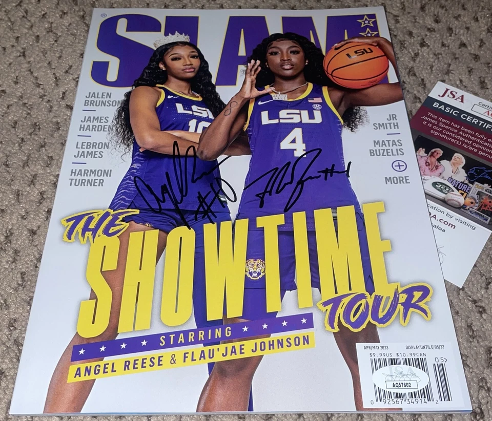 ANGEL REESE FLAU'JAE JOHNSON SIGNED SLAM MAGAZINE LSU WOMENS BASKETBALL JSA AUTO - Image 1 of 1