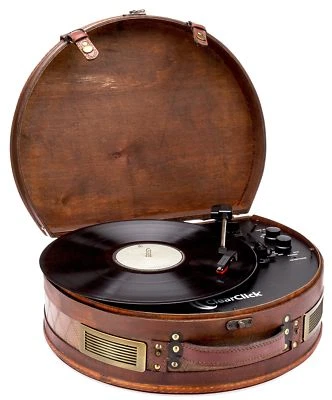ClearClick Vintage Suitcase Turntable with Bluetooth & USB Classic Wooden Style - Image 1 of 4