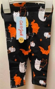 Halloween GIRLS Cat & Jack LEGGINGS Durable Knees Black 12 Months CATS NWT - Picture 1 of 3