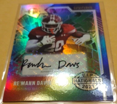 2021 Wild Card Re'Mahn Davis Autograph Temple Vanderbilt Kentucky Bills RB Auto - Image 1 of 2