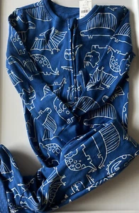 NWT Toddler Boy Old Navy One Piece footed Sleeper Dinosaurs Blue 4T - Picture 1 of 5