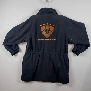 Ariat Jacket Women's Large Black Canvas Full Zip Chore Barn Farm Heavyweight VTG - Picture 1 of 12