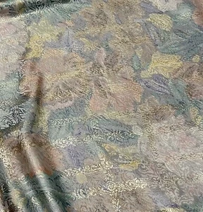 Multicolor Floral Metallic Gold Jacquard Brocade Fabric 48” Width Sold By Yard - Picture 1 of 6