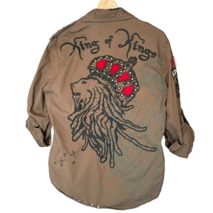 Rebel Spirit King of Kings Brown Button Front Shirt Size Small - Picture 1 of 14