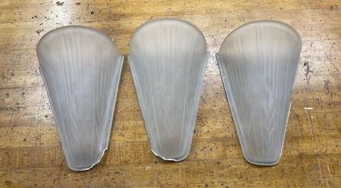 3 Vintage Matching Art Deco Frosted Sconce Chandelier Slip Shades Cover