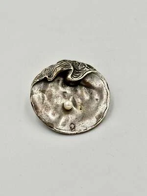 Antike Perlenbrosche, Versilbert - Bild 1 von 4