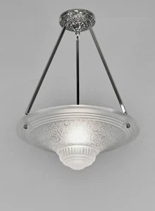 MULLER FRERES : FRENCH 1930 ART DECO CHANDELIER pendant lamp daum era France - Picture 1 of 9