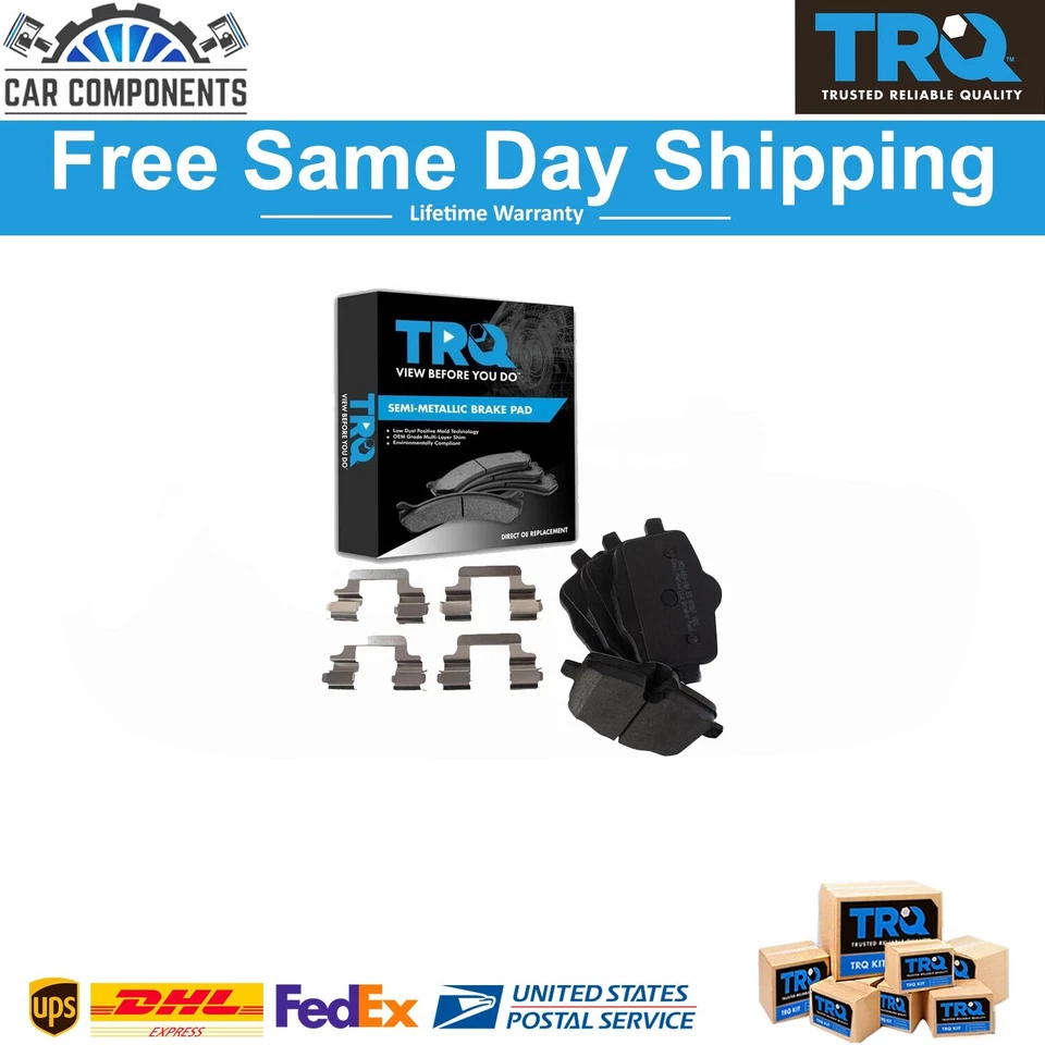 TRQ Rear Premium Posi Semi Metallic Disc Brake Pad Set For 2011-2019 BMW 550i - Image 1 of 4