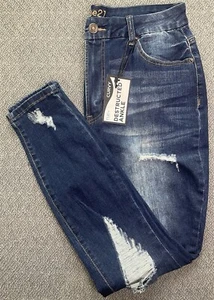 Pantalones de mezclilla para mujer rue21 azul tobillo curvilíneo destruido talla 14 nuevos con etiquetas - Imagen 1 de 17