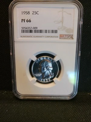 1958  NGC PF66 SILVER WASHINGTON QUARTER PROOF - Image 1 of 2