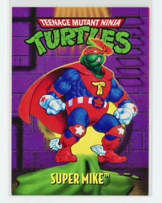 SUPER MIKE (2ND VERSION) - 1993 TMNT PLAYMATES SEWER HEROES COLLECTOR CARD - Image 1 of 2