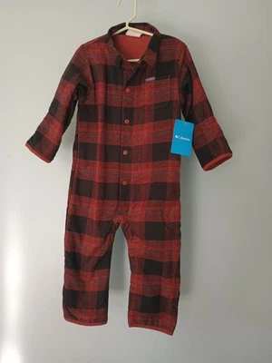 全新带标签 Columbia Cornell Woods 法兰绒彩旗婴儿 18-24 Mo 男孩格子无卡扣 — 第 1/4 张图片