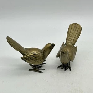 Vintage Miniature Brass Birds Figurines Lot Of 2 MCM Decor 2.5" Hong Kong - Picture 1 of 14