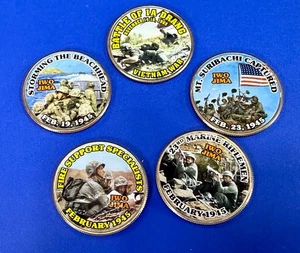Lotto di 5 monete commemorative sfida soldato militare Stati Uniti Marines - Foto 1 di 16