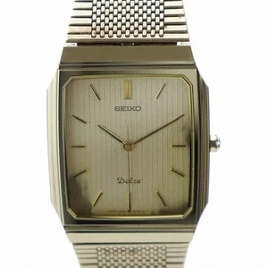 【Wristwatches】SEIKO Dolce Watch Quartz Square Tungsten Gold Color Golden - Picture 1 of 6