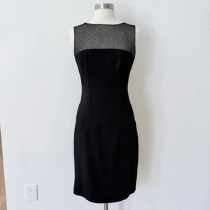 L'Agence Damen Größe 6 Transparent Gefüttert Schwarz Strass Knielang Kleid Abend - Bild 1 von 12