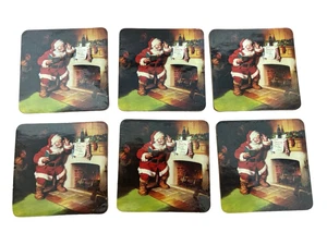 Vintage 1990’s Coca-Cola Santa Claus Christmas Coasters Set 6 Holiday Coke Soda - Picture 1 of 5