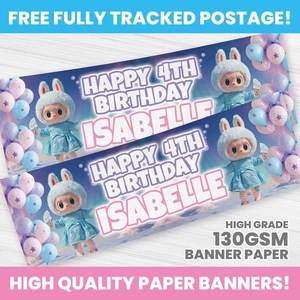 LABUBU BIRTHDAY BANNER PERSONALISED ANY NAME PHOTO PARTY BANNERS - Picture 1 of 3