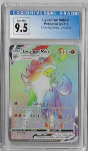 CGC 9.5 Lycanroc Vmax 213/203 Cielos en Evolución Gema Como Nuevo Pokemon Juego de Cartas Coleccionables Espada y Escudo - Imagen 1 de 2