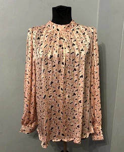 Pink Chiffon Pleated Blouse Size 14 - Picture 1 of 6
