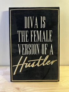 Oliver Gal "Diva Is A Hustler" Gold Schwarz Weich Leinwand BEBE 18"x 12" Wandbild - Bild 1 von 9