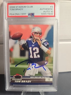 Topps Stadium Club 2008 - Tom Brady #2 en tarjeta automática PSA 10 Foto 1 de 2