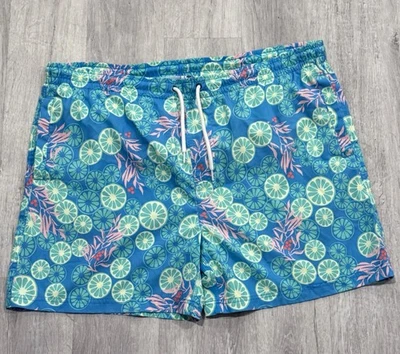 Southern Proper Men's Large Lined Swim Trunks Shorts 5'' Inseam Blue Floral - Image 1 of 4