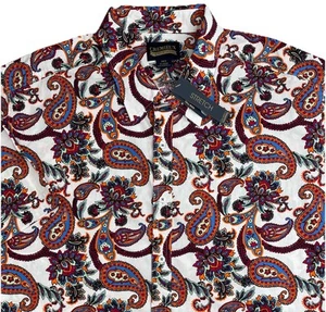 Camisa Para Hombre CREMIEUX S/S 4XT Alta Blanca Multicolor Estampado Paisley NUEVA BONITA - Imagen 1 de 6