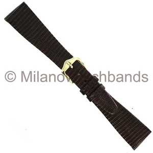 17mm Hirsch Genuine Lizard Unstitched Tapered Brown Ladies Watch Band SHORT - Picture 1 of 4