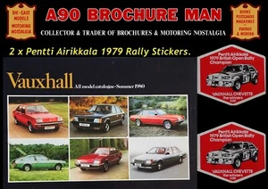 1980 VAUXHALL ALL MODELS BROCHURE + 2 X PENTTI AIRIKKALA RALLY CHAMPION STICKERS - Picture 1 of 23