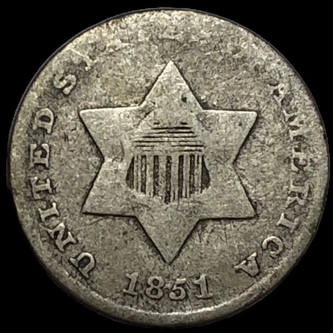 1851 3 Cent Silver Piece    #E8898 Cover