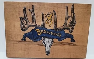 Browning Buck Rifle Sign Wooden Wall Plaque Firearms Hand Made 11 1/2" X 7 3/4" - Picture 1 of 7